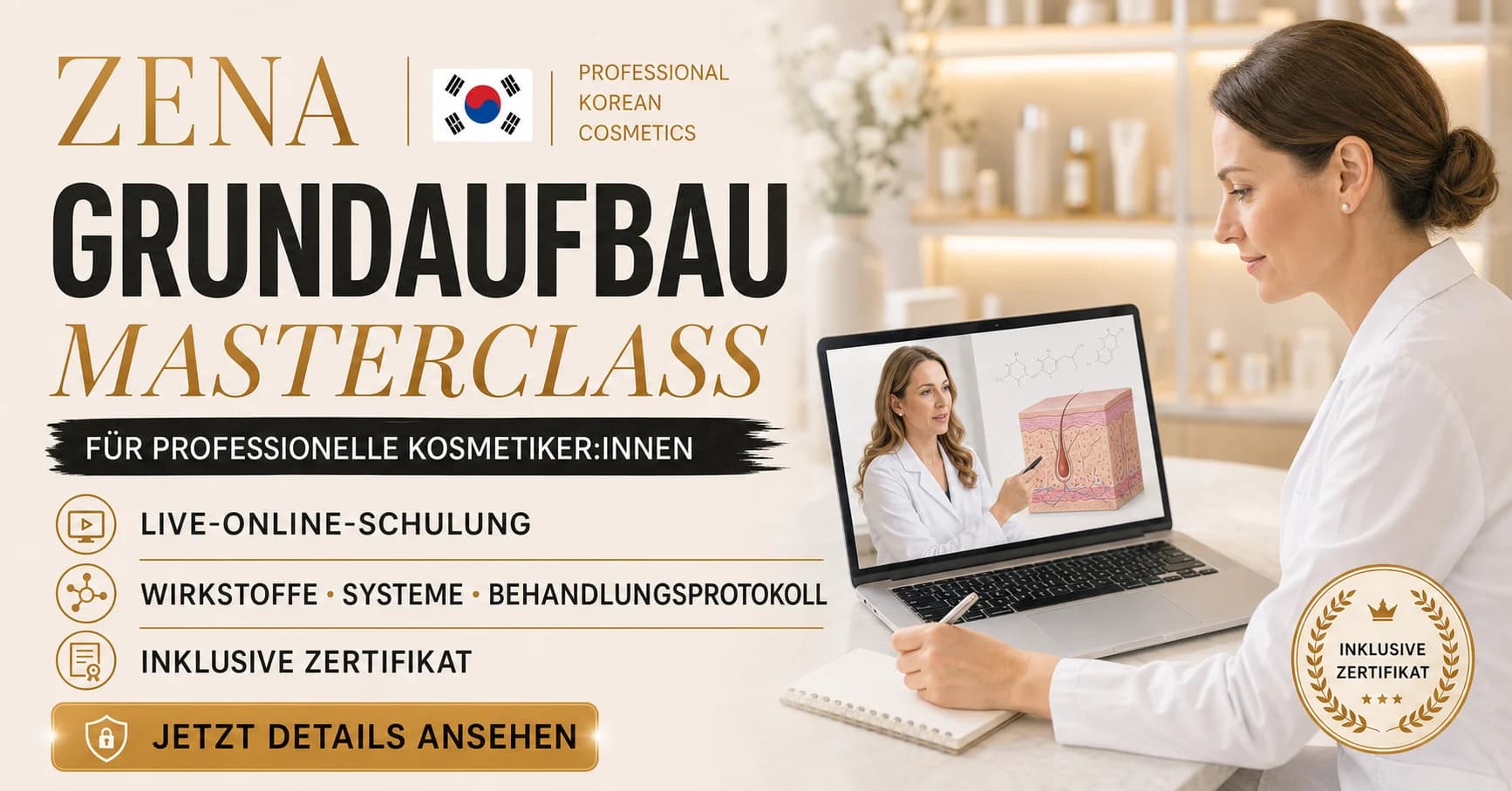 ZENA Grundaufbau Masterclass für professionelle Kosmetiker:innen